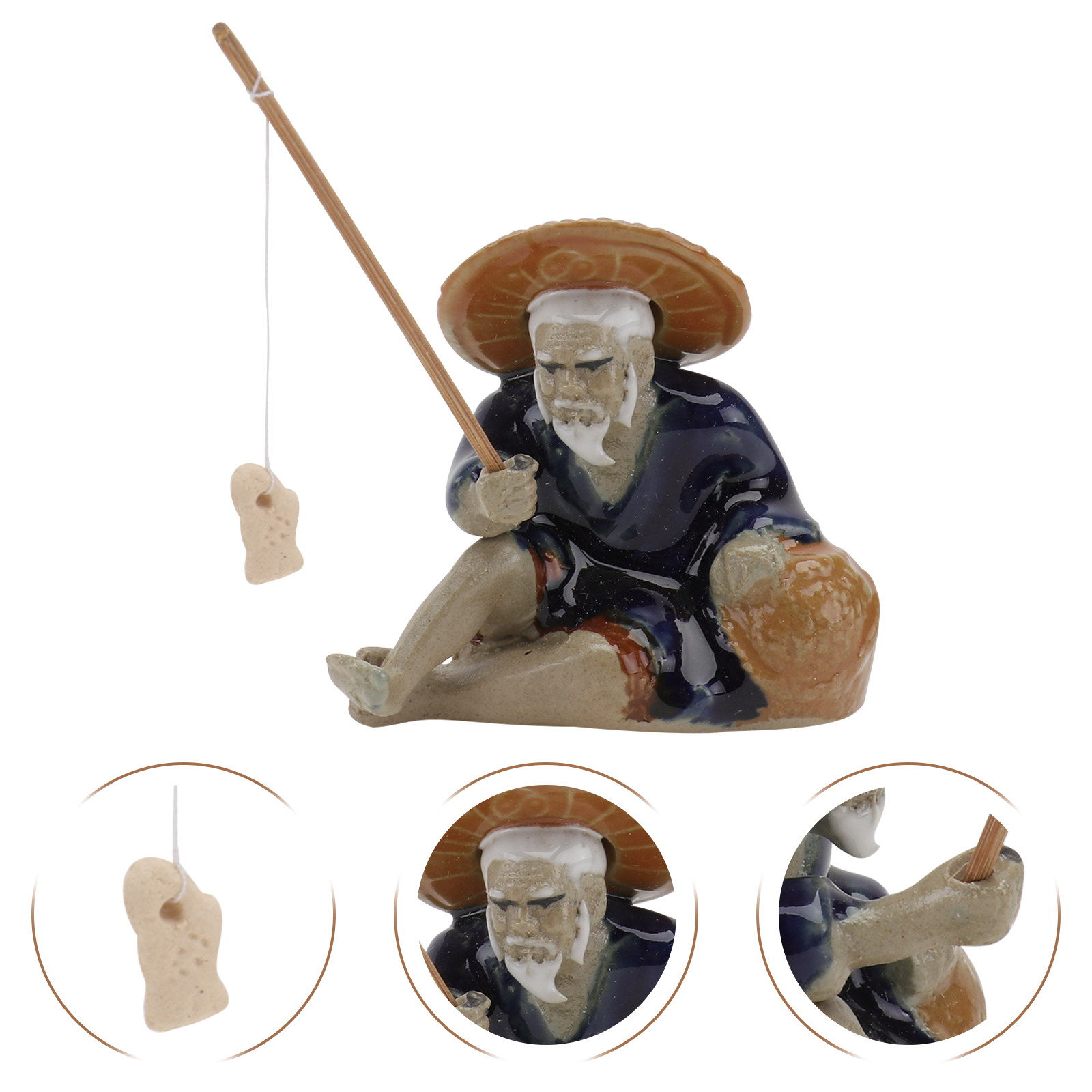 Bonsai Garden With Sand - 1Pcs Vivid Fisherman Decor Ceramic Fishing