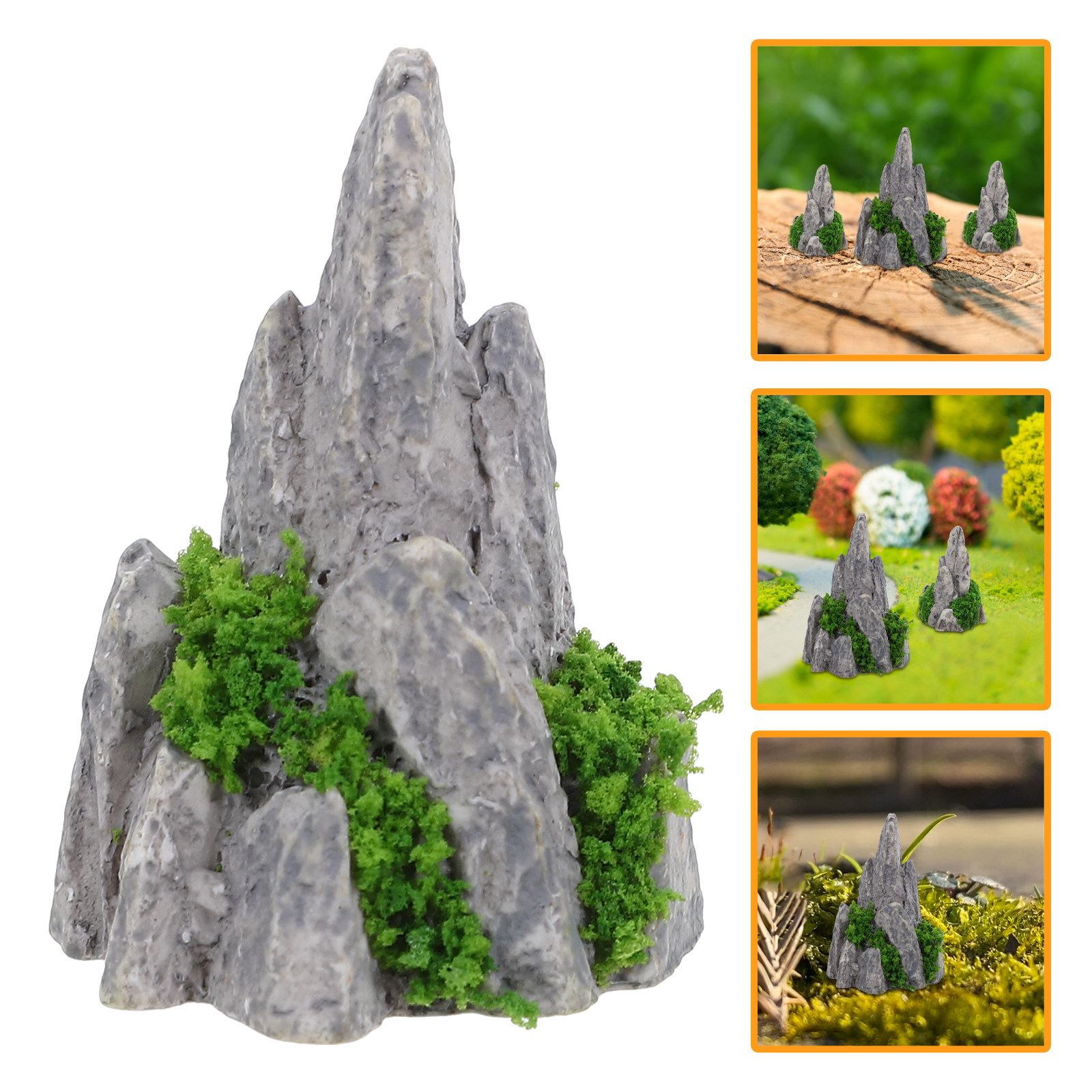 8Pcs Mini Resin Rockery Orname - Bonsai Garden With Sand ulasan dan harga