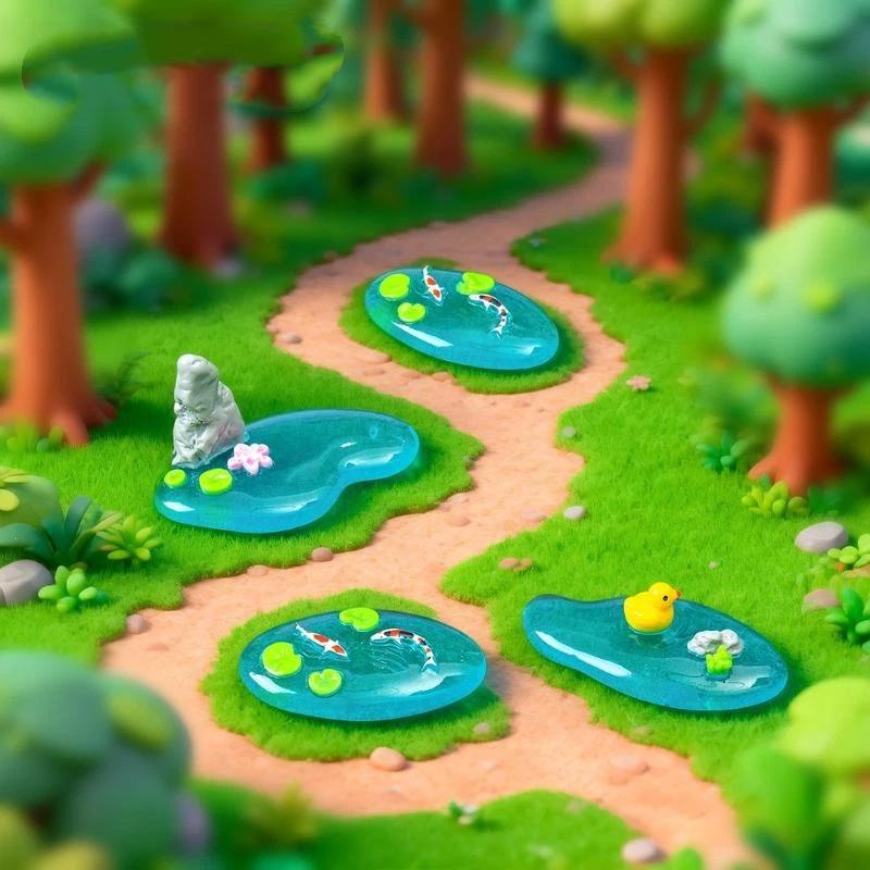 Mini Resin Pond Ornaments With - Bonsai Garden With Koi Pond ulasan dan harga