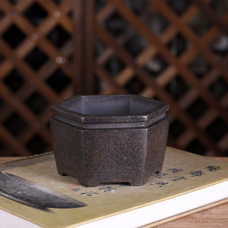 Hexagon Bonsai Pot, Purple San - Bonsai Garden With Sand ulasan dan harga